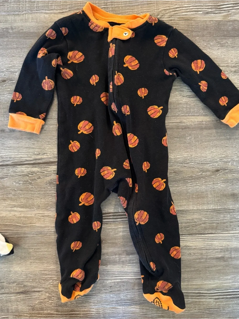 3-Pack Kids Halloween Footed One-Pieces - Orange, Black & White